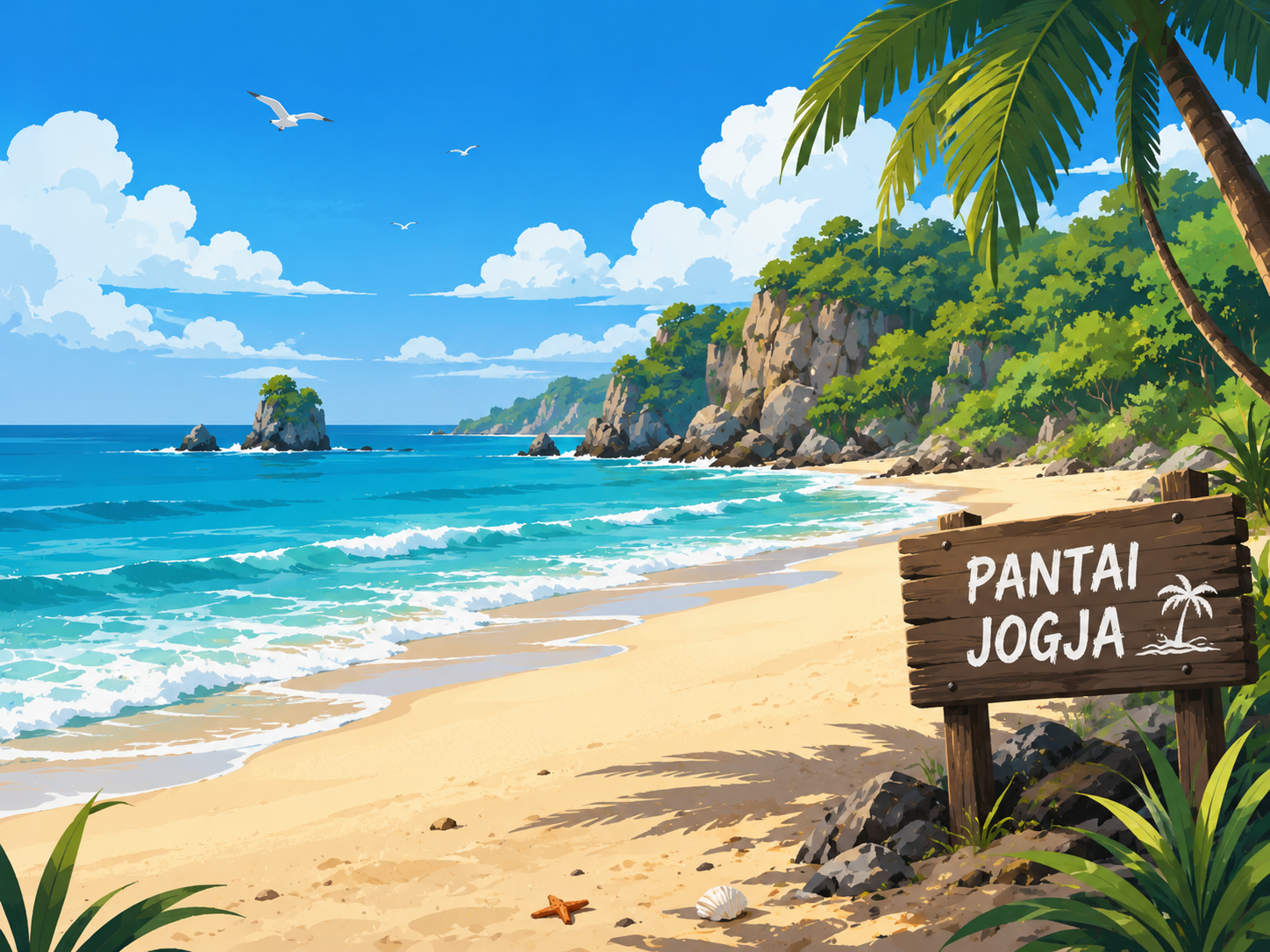 Ilustrasi pantai di Jogja